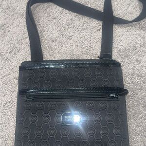 Michael Kors Embossed Black Messenger Bag